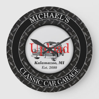 あなたのクラシック車の写真アップロードの壁時計 ラージ壁時計