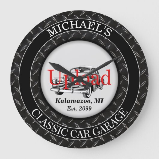 あなたのクラシック車の写真アップロードの壁時計 ラージ壁時計 (正面)