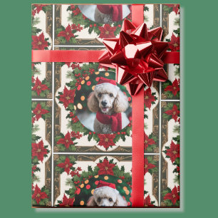 あなたのクリスマスペット犬の写真レッドグリーン ラッピングペーパー