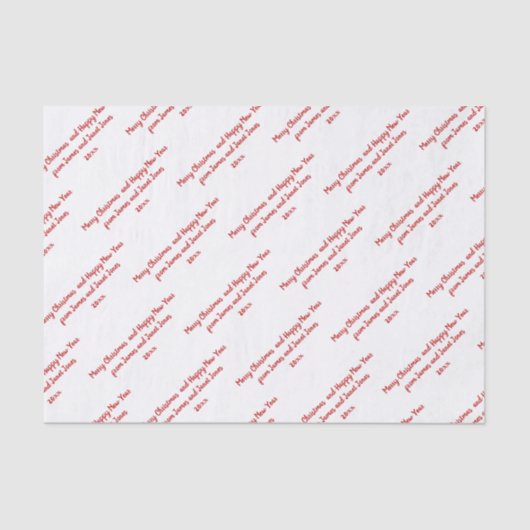 あなたのクリスマスメッセージ-赤いフォント-カスタムなパターン 薄葉紙 (正面)