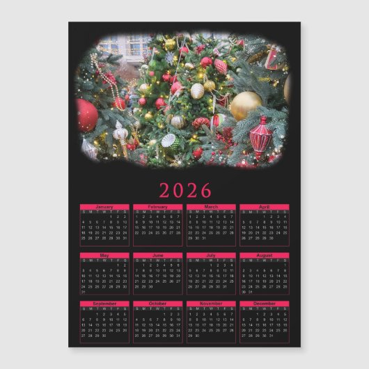 あなたのクリスマス写真入りマグネットカレンダー（2026年） (正面)