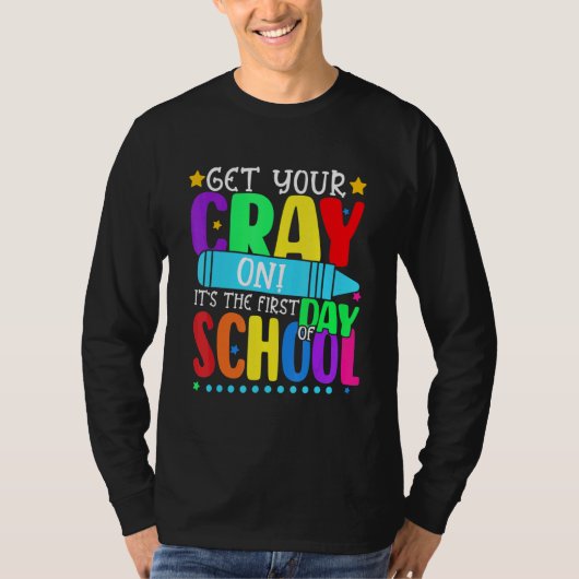 あなたのクレヨンを幸せな学校の最初の日先生 Tシャツ (正面)