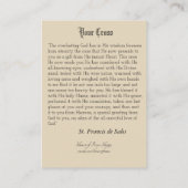 あなたのクロス祈りの言葉聖フランシス・デ・セールス聖カード 名刺 (裏面)