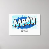 あなたのグラフィティ名レンガの壁のサインをボードにアーロン キャンバスプリント (正面)