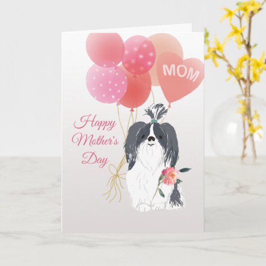 あなたのグレーのシバプー犬より母の日の愛を カード (黄色い花)