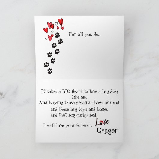 あなたのグレートデーンからの幸せな母の日 カード (内部)