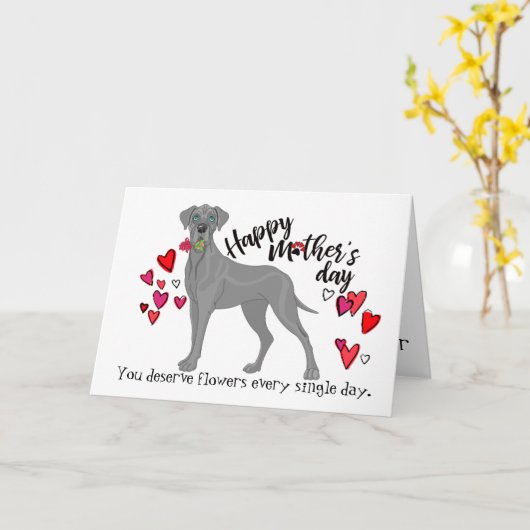 あなたのグレートデーンからの幸せな母の日 カード (黄色い花)