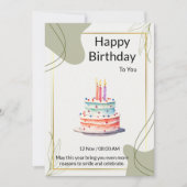 あなたのケーキのろうそくが輝きますように 招待状 (正面)