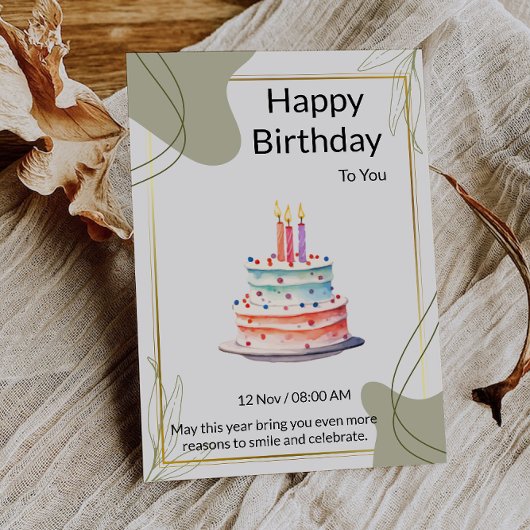 あなたのケーキのろうそくが輝きますように 招待状