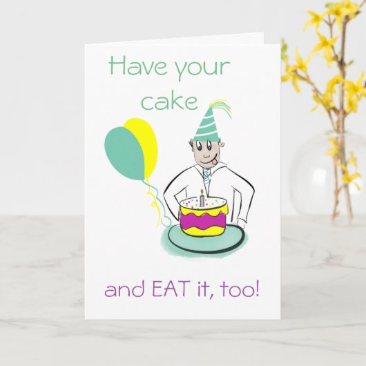 あなたのケーキを持ち、余りに食べて下さい! カード (黄色い花)