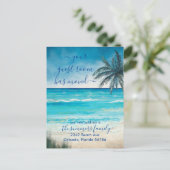 あなたのゲストルームが移動したビーチ海シー 案内ポストカード (スタンド正面)