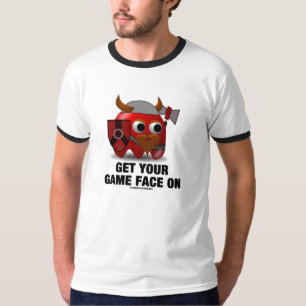 あなたのゲームの顔をの得て下さい(盾の手斧とのバイキング) Tシャツ