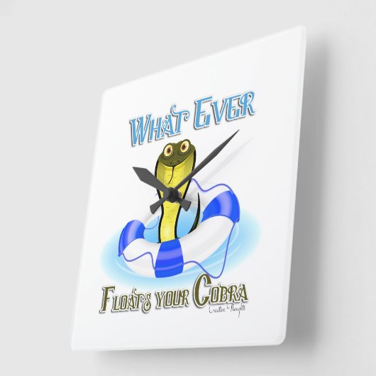 あなたのコブラが浮くもの スクエア壁時計 (傾斜)