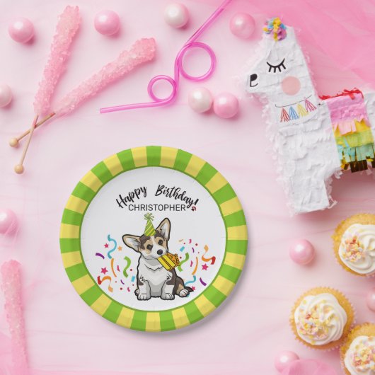 あなたのコーギー犬のパーティーとのハッピーバースデー ペーパープレート (パーティー)