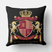 あなたのコートを作成する赤い金ゴールドユニコーンエンブレム クッション (裏面)