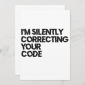あなたのコードを静かに修正します 面白いプログラマー 招待状 (正面/裏面)
