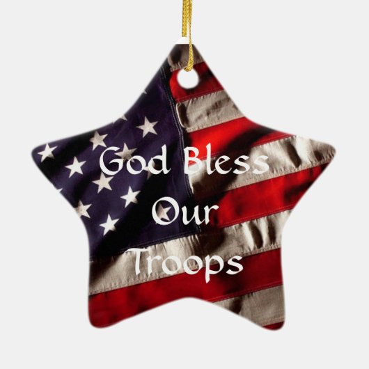 あなたのサービスをありがとう-神は私達の軍隊を賛美します セラミックオーナメント (裏面)