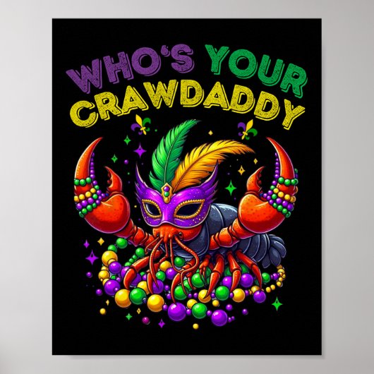あなたのザリガニのボスは誰？ Crawfish Jester Beads  冗談マ ポスター (正面)