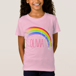 あなたのショートネーム虹の赤い女の子トップ Tシャツ