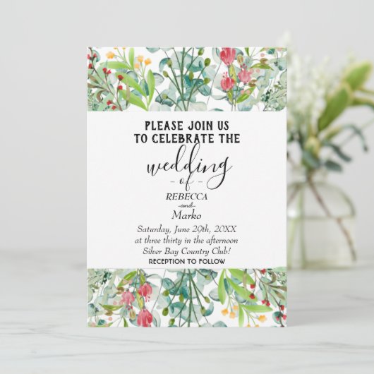 あなたのシンプル仕様のための白いユーカリの招待状 招待状 (スタンド正面)