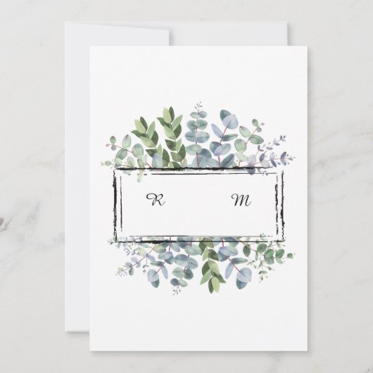 あなたのシンプル仕様のための白いユーカリの招待状 招待状 (裏面)