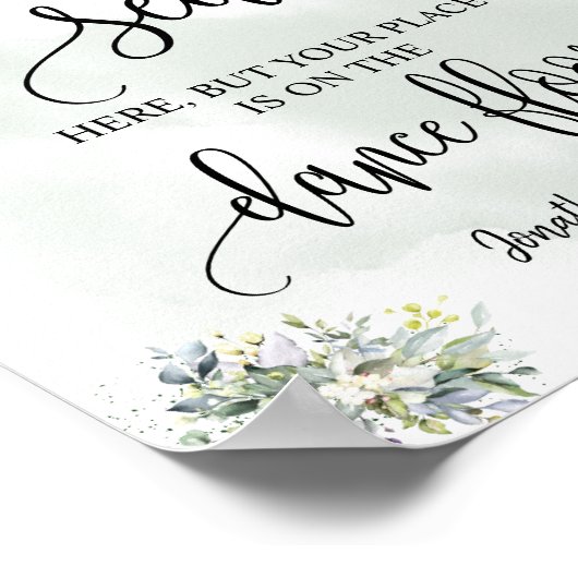 あなたのシートサイン結婚式のレセプションユーカリを見つける ポスター (角)