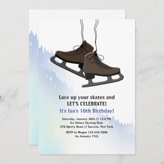 あなたのスケートの招待状をひもで締めて下さい 招待状 (正面/裏面)