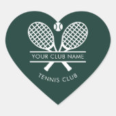 あなたのスポーツクラブ名テニスグリーン任意の色 ハートシール (正面)