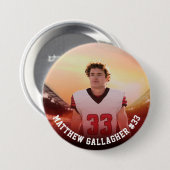 あなたのスポーツ写真 |チームパーソナライズされたの写真ボタン 缶バッジ (正面&裏面)