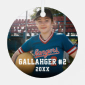 あなたのスポーツ写真 |パーソナライズされたオーナメント メタルオーナメント (裏面)