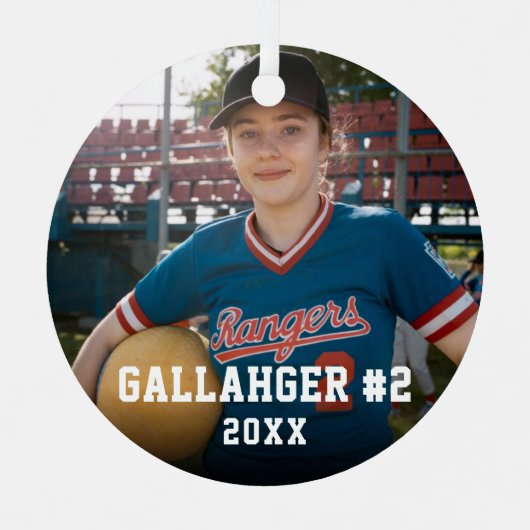 あなたのスポーツ写真 |パーソナライズされたオーナメント メタルオーナメント (正面)