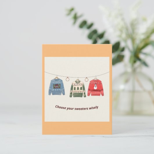 あなたのセーターの賢いホリデーカードを選択 (スタンド正面)