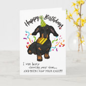 あなたのダックスフント犬の相棒からのハッピーバースデー カード (黄色い花)