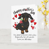 あなたのダックスフント犬カードからの幸せな母の日 カード (黄色い花)