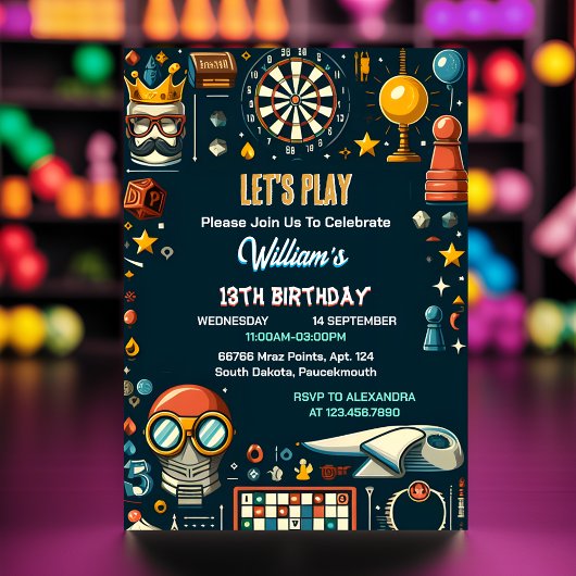 あなたのチェス王と女王のゲームナイト 13歳の誕生日 招待状