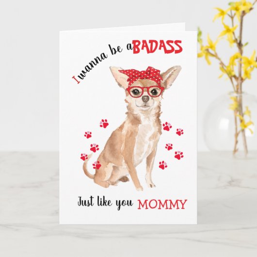 あなたのチワワ犬からハッピーマザーズデイバダス カード (黄色い花)