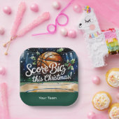 あなたのチームの名前でバスケットボールのクリスマスをテーマにした ペーパープレート (パーティー)