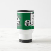 あなたのチーム写真、色、文字のサッカーのコーチのマグ トラベルマグ (中央)