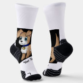 あなたのテキススタイリッシュトの子犬のプリント運動選手 ソックス (傾斜あり)