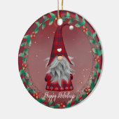 あなたのテキストかわいい赤い格子縞格言&スノーフレーク休日 セラミックオーナメント (左)