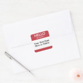 あなたのテキストこんにちは私の名前は赤い正方形の名前タグ スクエアシール (封筒)