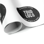 あなたのテキストとアップロードロゴ | 編集可能な白黒 ラッピングペーパー (ロールコーナー)