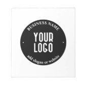 あなたのテキストとアップロードロゴ | 編集可能な黒と白 ノートパッド (正面)