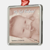 あなたのテキストとベビーの写真マイ初めてのクリスマス メタルオーナメント (左)