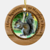 あなたのテキストとリスのクリスマスの装飾、写真 セラミックオーナメント (正面)