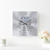 あなたのテキストと年とダイヤモンド記念日の時計 スクエア壁時計 (ホーム)