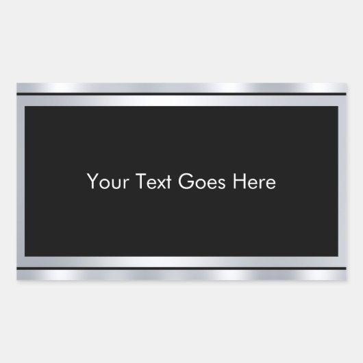 あなたのテキストを追加 カスタムブランクテンプレート ブラック シルバー 長方形シール (正面)