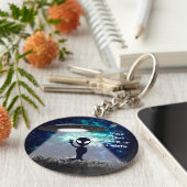 あなたのテキストエイリアン平和サインUFOプラネットブルー銀河系 キーホルダー (側面)