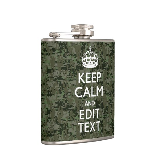 あなたのテキストデジタルカモフラージオリーブ緑の静保かなり フラスク (右)