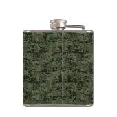 あなたのテキストデジタルカモフラージオリーブ緑の静保かなり フラスク (裏面)
